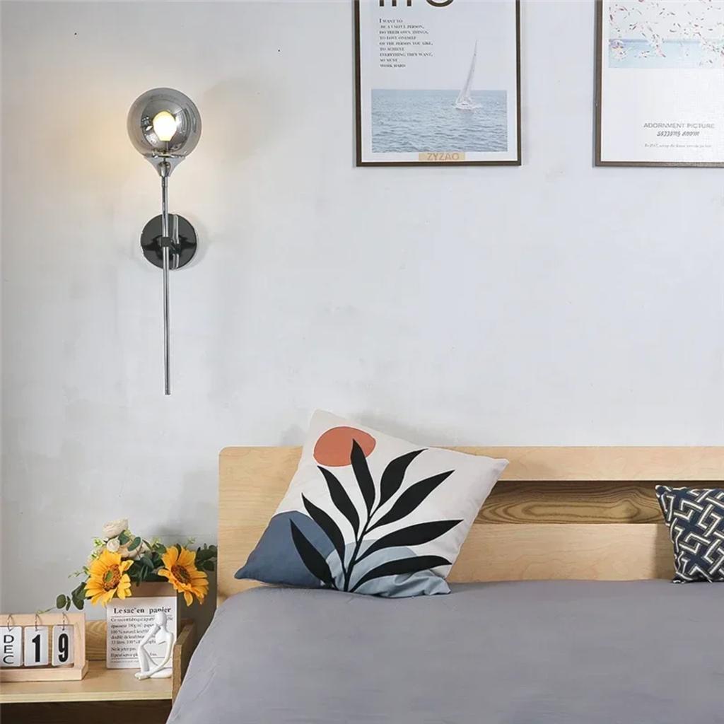 New High-Quality, Elegant, and Stylish Nordic Glass Ball Wall Lamps with a Modern Golden and Sleek Chrome Finish - Perfect for K