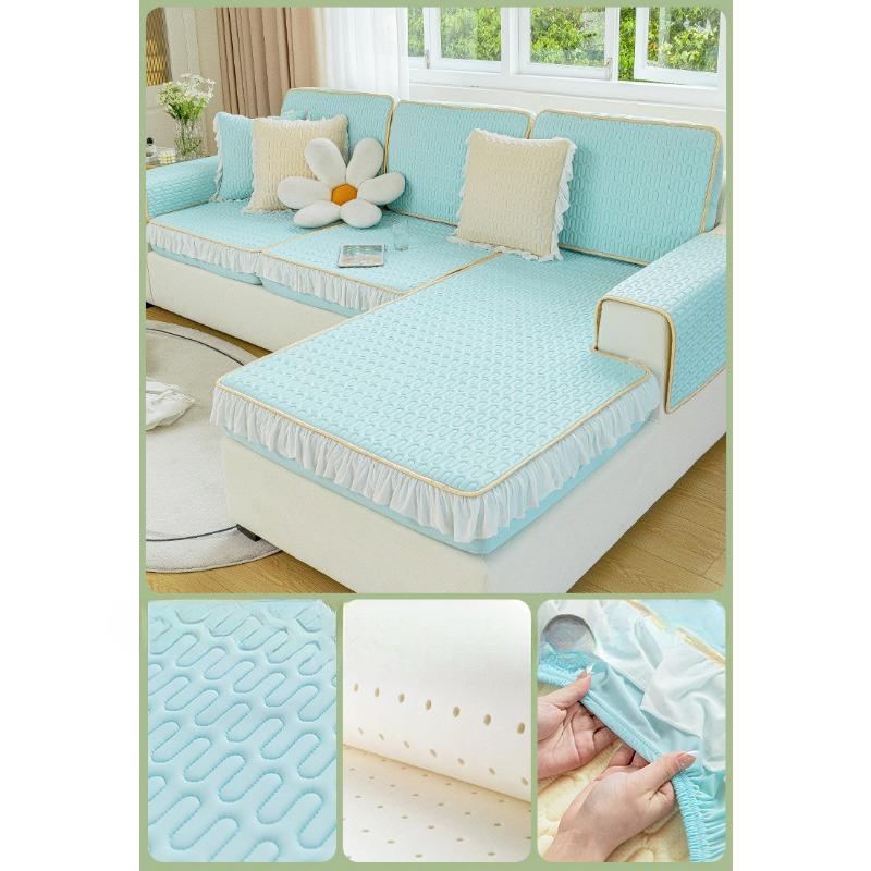 Latex-Sofabezug aus Eisseide, Neu 2024, All-Inclusive-Universalbezug, schickes, rutschfestes Sofakissen, Sommermatte