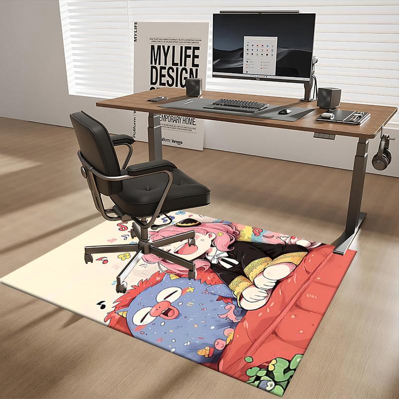 1pc Anime Cartoon Design Office Chair Mat - Cute Pink-haired Girl with Music Notes and Flowers, Suitable for Home Decor, Living Room, Bedroom, Game Ro