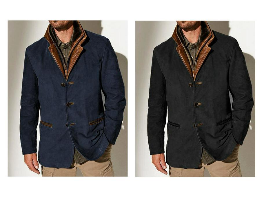 Spring/Autumn Men's Retro Patchwork Jacket - European/American Style Casual Lapel Coat