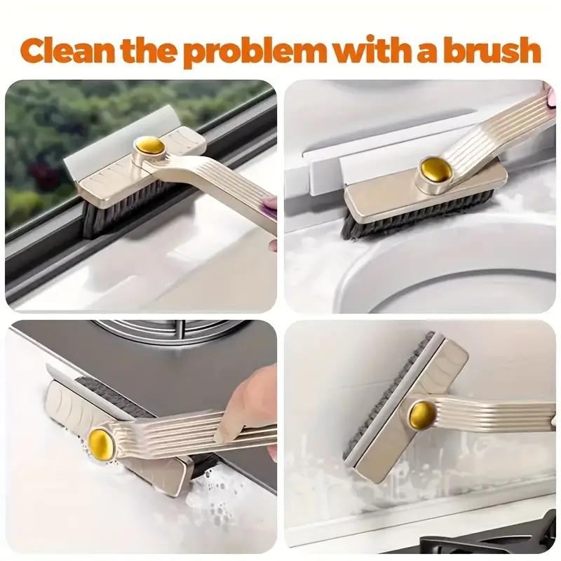 Multi-functional 4-in-1 Cleaning Brush with Rotating V-Type Head and Swivel Handle for Home, Kitchen, and Bathroom