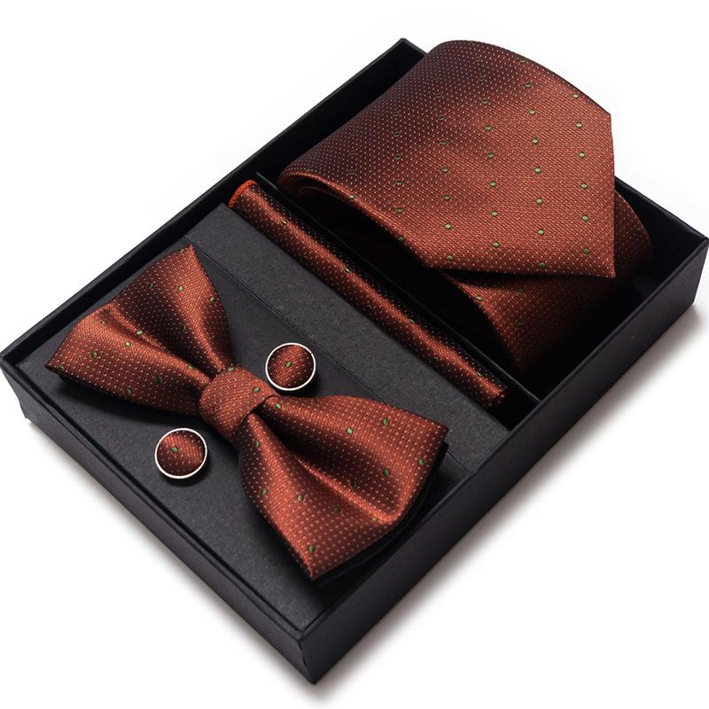 Men'S Business Dress Party Tie Gift Box Fashion Tie Square Scarf Combination Set Tie Bow Tie Set