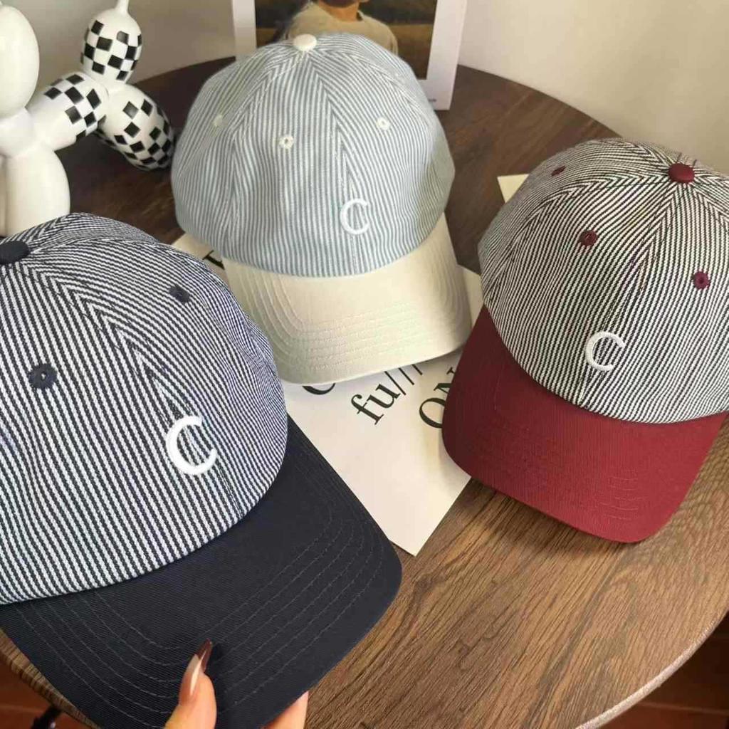 Small fresh striped embroidered baseball cap women's spring summer niche face small hat versatile cap