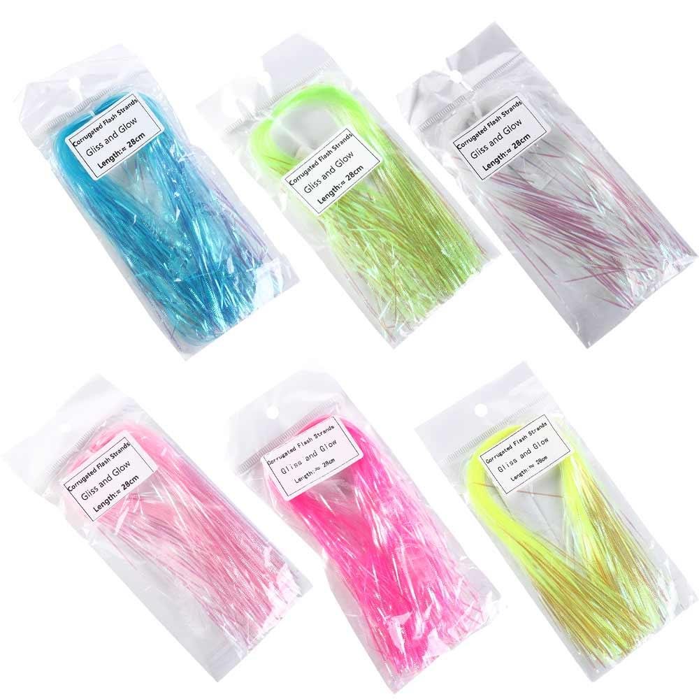 1mm Width Tying Flash Tinsel Fish Scale Gliss Glow Strands Corrugated Flash Strands  Saltwater