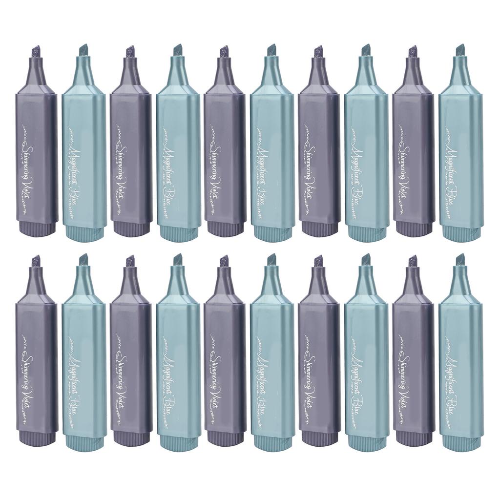 20Pcs Metallic Highlighter Set Odor Free Anti Rolling Design Colored Highlighters for Instruction