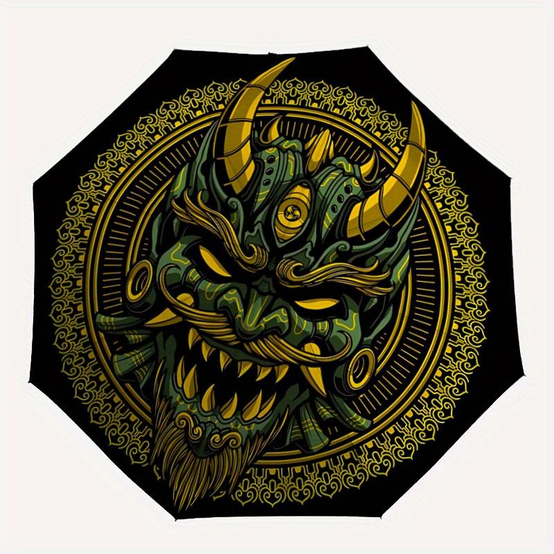 

1pc Demon Mask Umbrella - 8-Rib Automatic Open/Close, Fashionable Compact Umbrella for Outdoor Adventures yy250813208