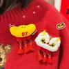 Lucky Lion Dance Brooch Coin Chinese Style Pin Creative Spring Festival Pin  Party