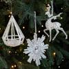 3D Christmas Tree Pendant Glitter Xmas Tree Pendant Festive Snowflake Hanging Pendant  New Year