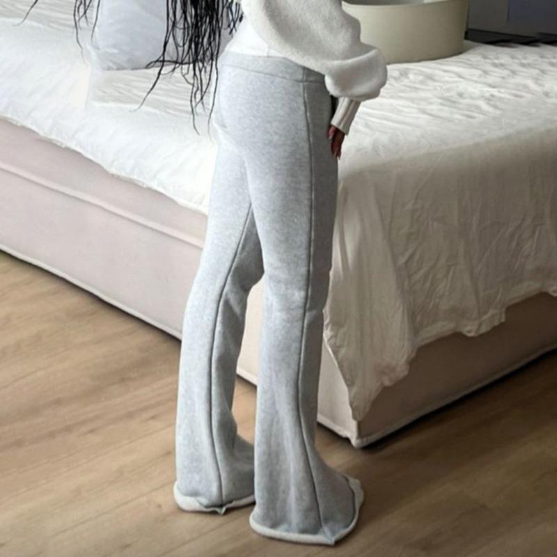 Women's New Fashion Trend Solid Colour Spice Girls Low Waist Package Hip Basic Wide Leg Casual Flared Trousers