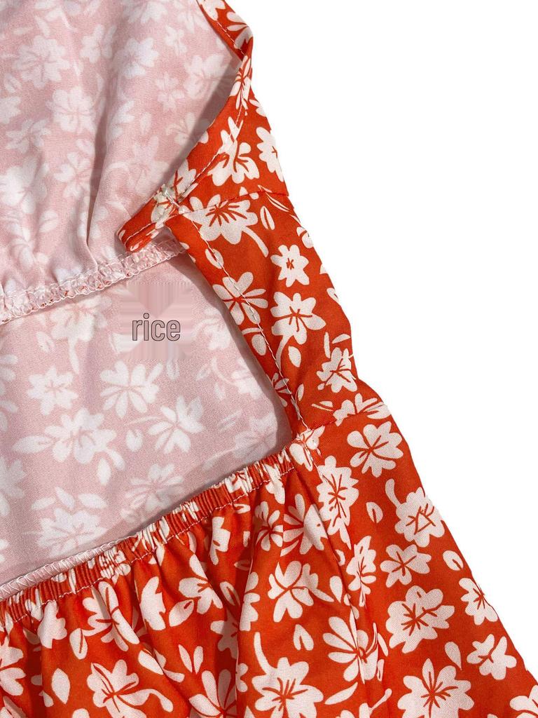 Auf Lager: 2025 Neues Europäisches und Amerikanisches Schlankes Floral-Spaghettiträger-Rückenfreies Kurzes Kleid - Frühling/Sommer