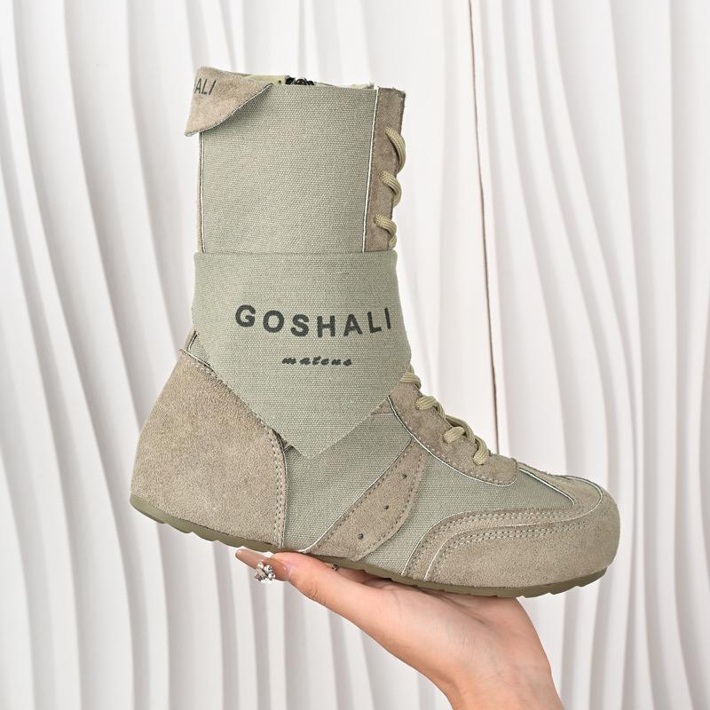 Retro western short boots women's autumn and winter new soft-soled straps casual high-top boots fashion trend tooling boots