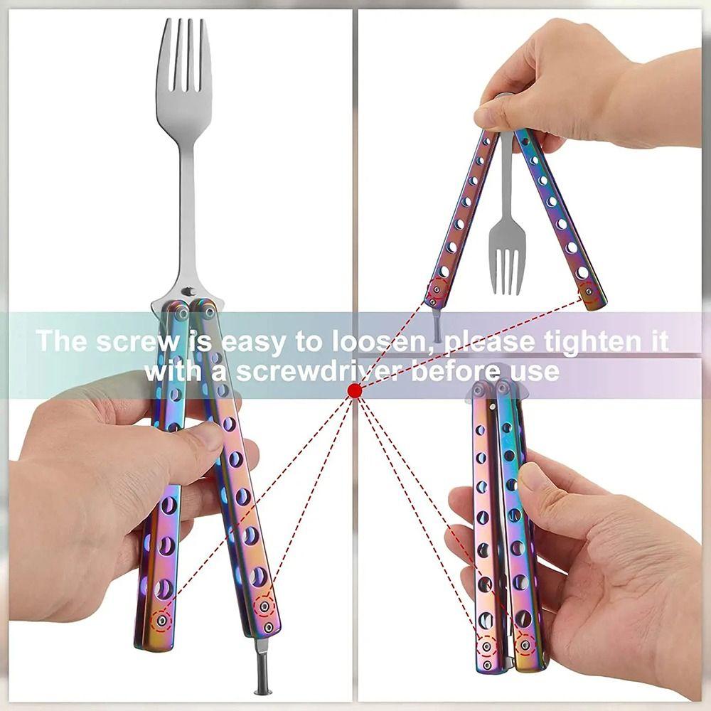 Outdoor Balisong Training Tool Practice Training Butterfly Folding Spoon Fork New