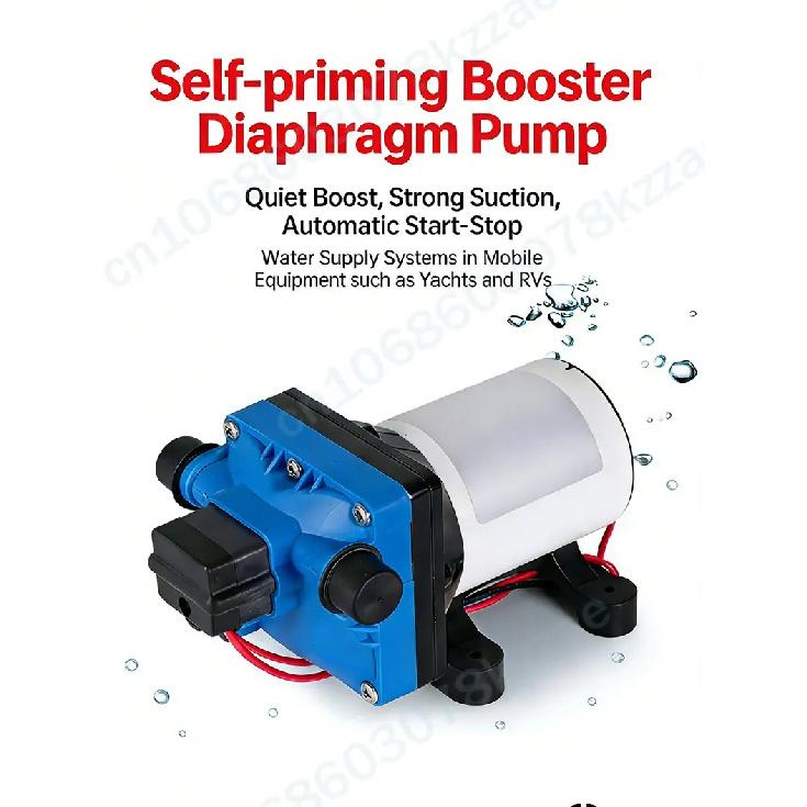 RV Water Pump - 12V/24V Self-priming Booster Pump - Horizontal Marine DC Miniature Electric High-pressure Diaphragm Pump