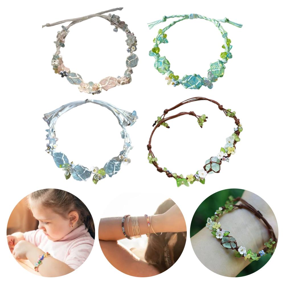 DIY Crystal Bracelet Material Pack Aesthetic Natural Stone Bracelet Exquisite Colorful Gravel Bead Bracelet for Friends Gifts
