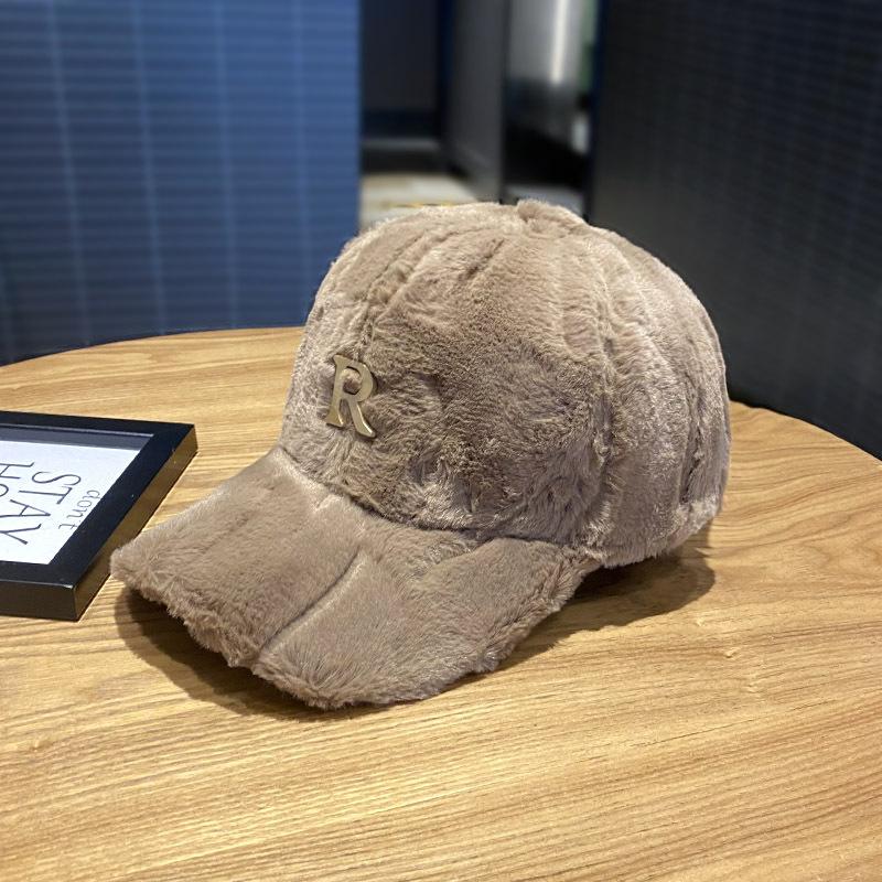 Autumn Winter Baseball Cap Hats For Women Faux Thickened Warm Plush Snapback Cap Metal Letter Fashion Accessories New