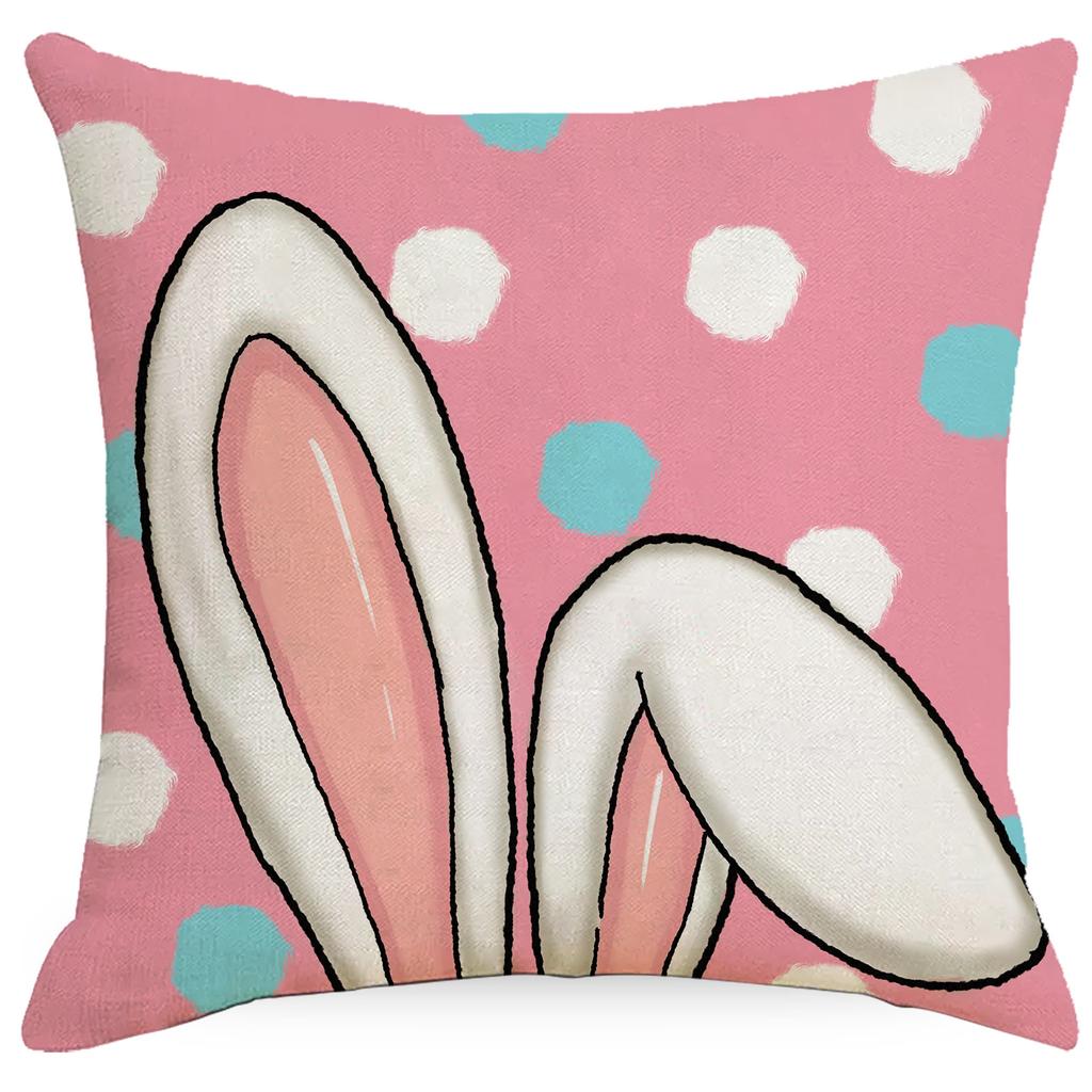 Easter Pillowcase Colorful Letters Linen Print Festive Decoration Home Sofa Cushion Cover Pillowcase