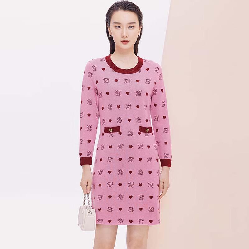 

JESSIE Women s Color-Block Round Neck Knitted Dress L