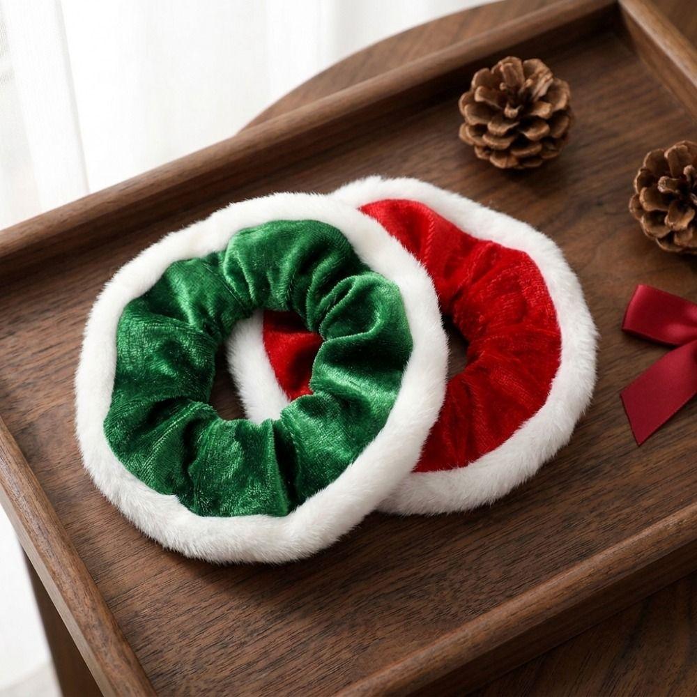 Soft Christmas Velvet Hair Scrunchie Elastic Hair Ties Hair Ring Plush Hair Bands Holiday
