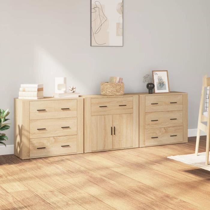 VidaXL Buffets 3 pcs Chêne sonoma Bois d'ingénierie 3185426