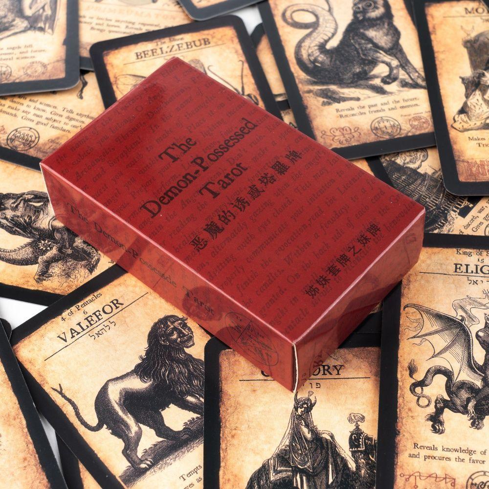 Las Cartas del Tarot Poseídas por Demonios - Baraja de Adivinación Oculta Goetia - 10.3*6cm 78 Tarot Demonológico Gótico Vintage