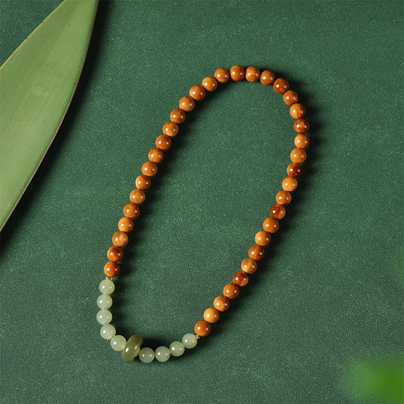 Elegant and Refined High-polish Kukhe Tianyu Jade Bracelet for Men and Women, Natural Color, Bodhi Hand-held Prayer Beads Bracelet