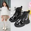 Kids Leather Boots Korean Style Versatile Children Short Boots Side Zipper Autumn Girls Princess Boots Soft