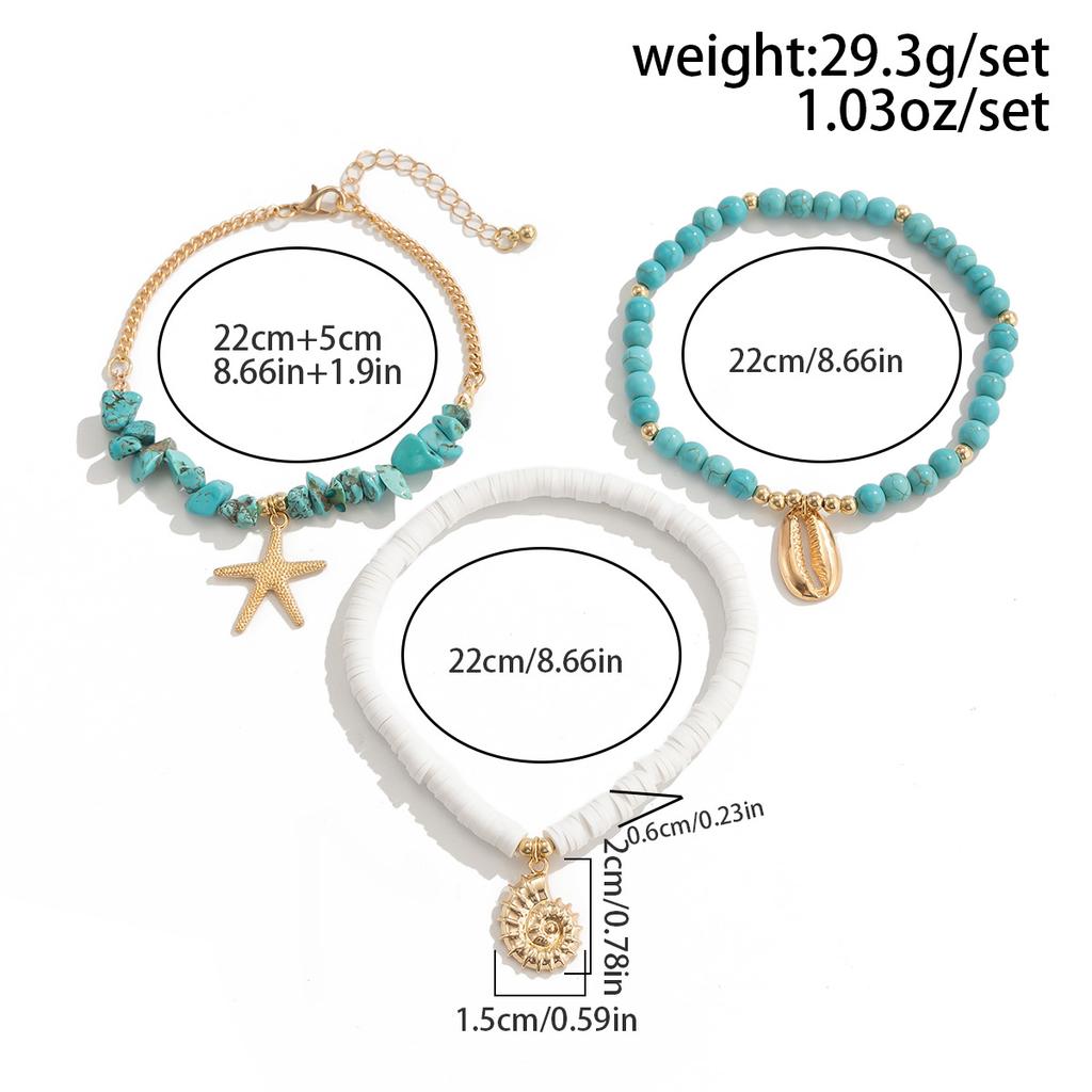 Accessories Sea Fan Shell Rice Beads Turquoise Anklet Female Beach Starfish Beaded Anklet