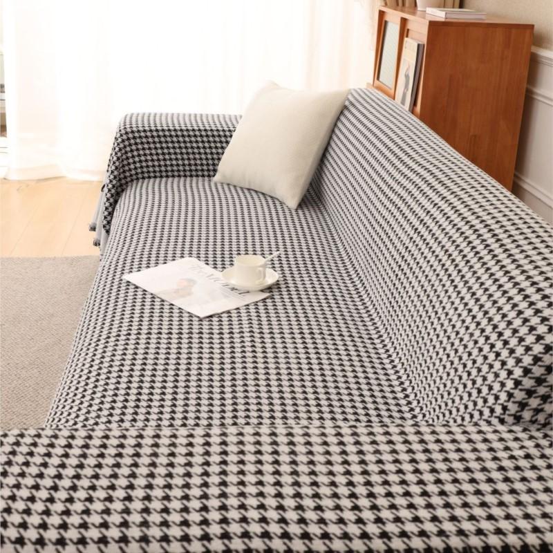 Modern Houndstooth Sofa Cover Mat Throw Blanket Living Room Three Seats Sofa Position Throw Camping Picnic Blanket