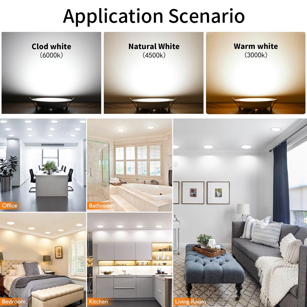 6/12 pièces Led Downlight trois couleurs Dimmable 5W 9W 12W 15W encastré plafonnier Led projecteur pour salon salle de bain