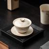 Porcelain Hand-painted  Gaiwan Cover Bowl Grass and Wood grayCeramic Tea Making Bowl Chinese Style Simple Tea Cup