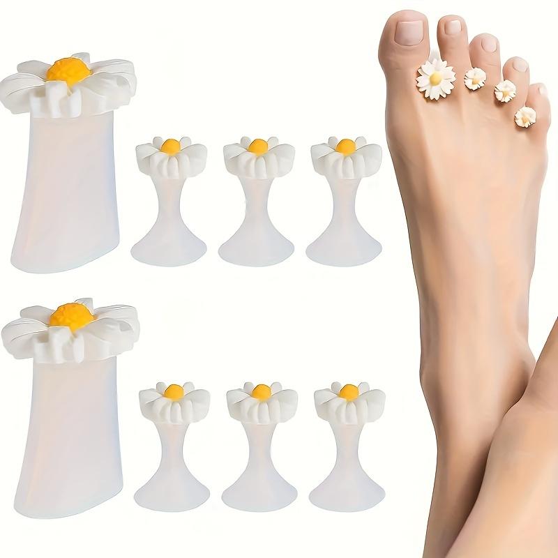 8PCS Daisy Flower Silicone Toe Separators Soft Finger Splitter for Manicure Pedicure Nail Art Tool Foot Care Accessory