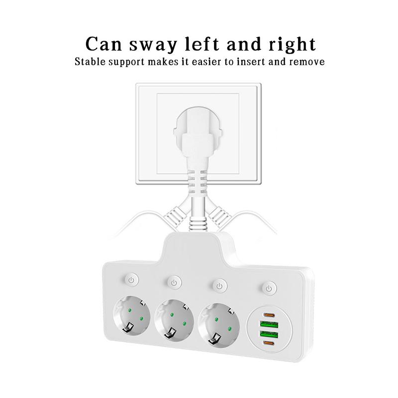 EU-Stecker Steckdosen Intelligente Steckdosenleiste Wandmontage Mit USB-Anschlüssen + Typ C Schnellladebuchse Adapter Netzwerkfilter