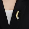Elegant Wheat Lapel Pin Women's Fashion Statement Crystal Brooches Wheat Brooch