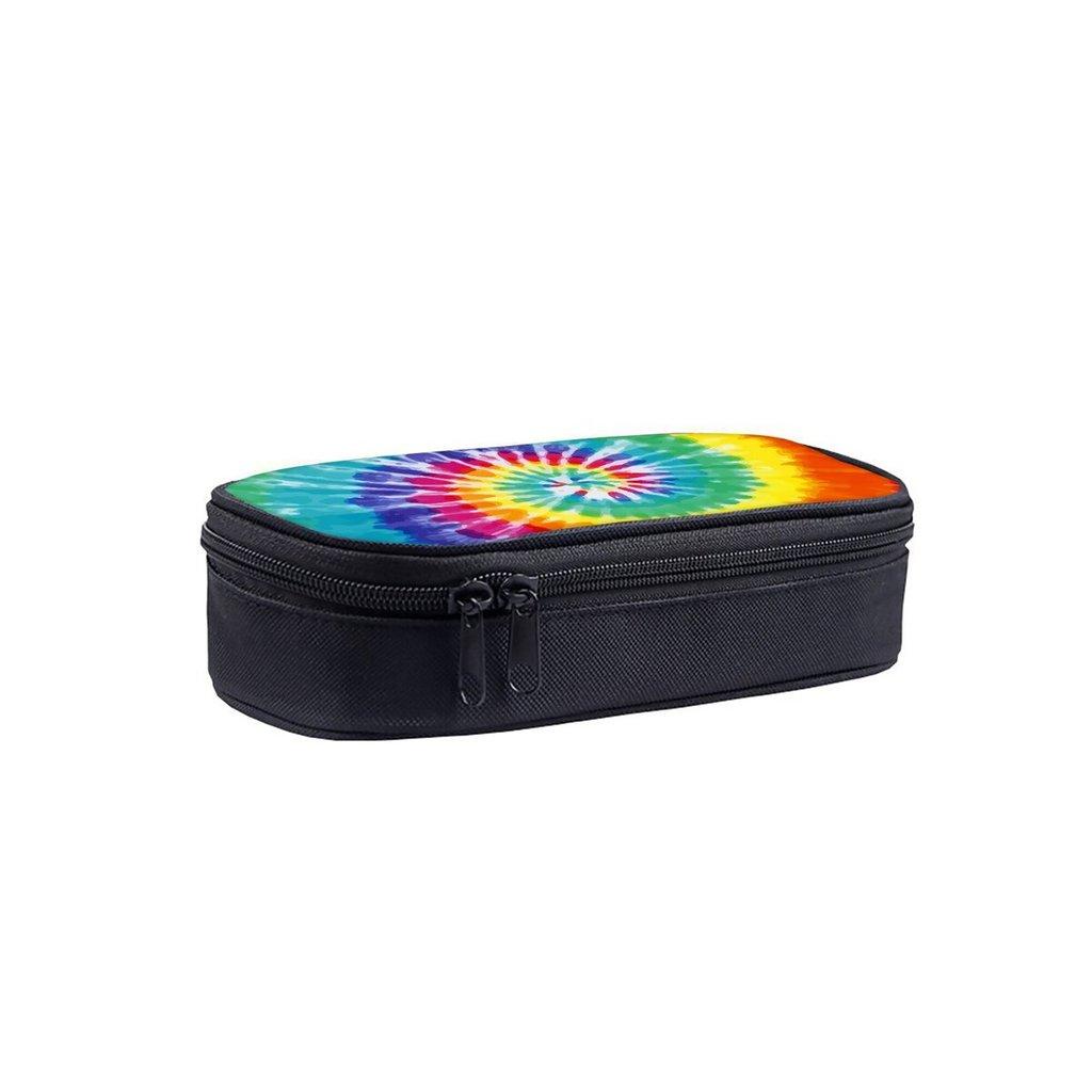 Tie-dye Pattern Layered Pencil Case for Boy and Girls Best Gifts 2D Cartoon School Pencil Pouch for Children Pencil Bag