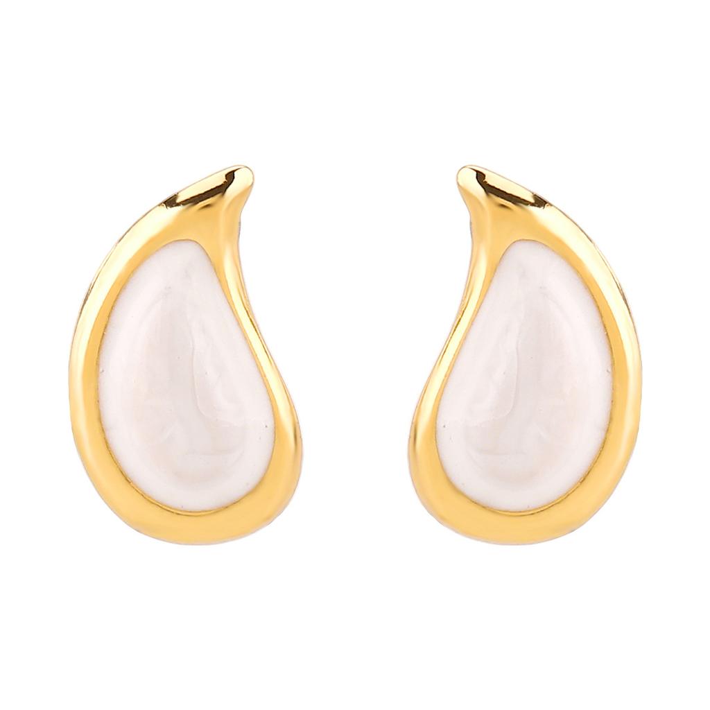 Vintage Oil Dripping Water Drop Geometric Stud Earrings French Minimalist Unique Temperament Stainless Steel Earrings For Women