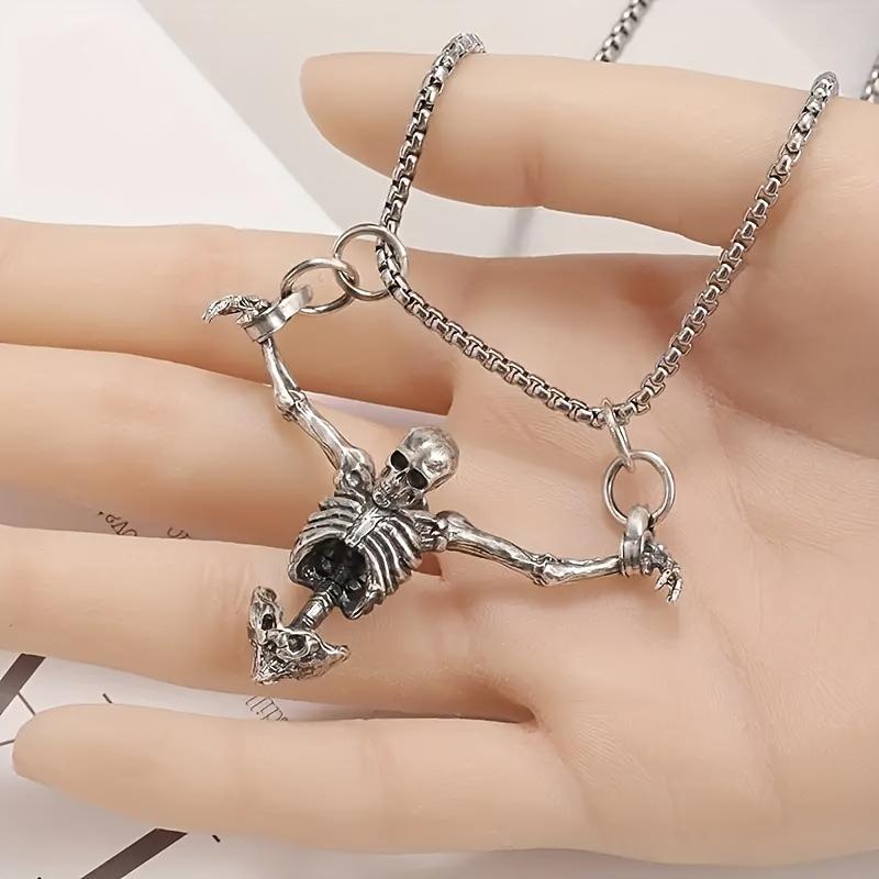 European and American Halloween Punk Style Skull Fashion Retro Jewelry Dark Necklace Pendant 60CM(Necklace Long)