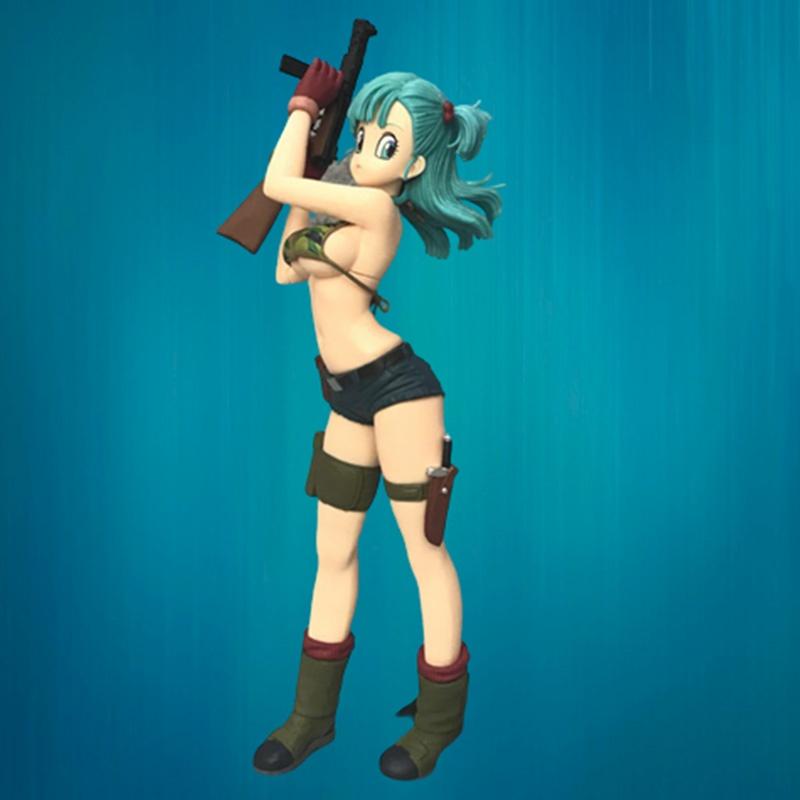Dragon Ball Girl Figure Pvc Material, Cartoon Anime Style, Bulma Military Uniform, Bikini