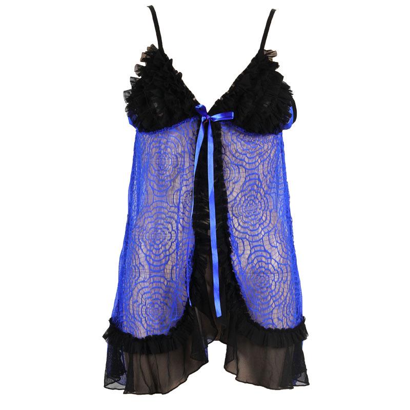 European-American Style Mesh Lace Nightgown Pajamas - Sexy and Flirtatious Cardigan Design for Women
