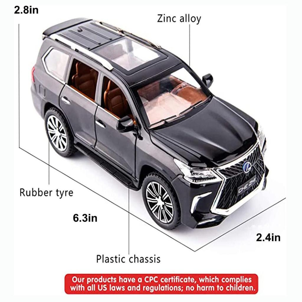 1:32 Scale Lexus LX570 Off-Road Alloy Diecast Model Car, Pull Back Metal Vehicle Toy with Sound and Light Συλλογή δώρων 6 Ανοιχτές Πόρτες για Παιδιά Ενήλικες