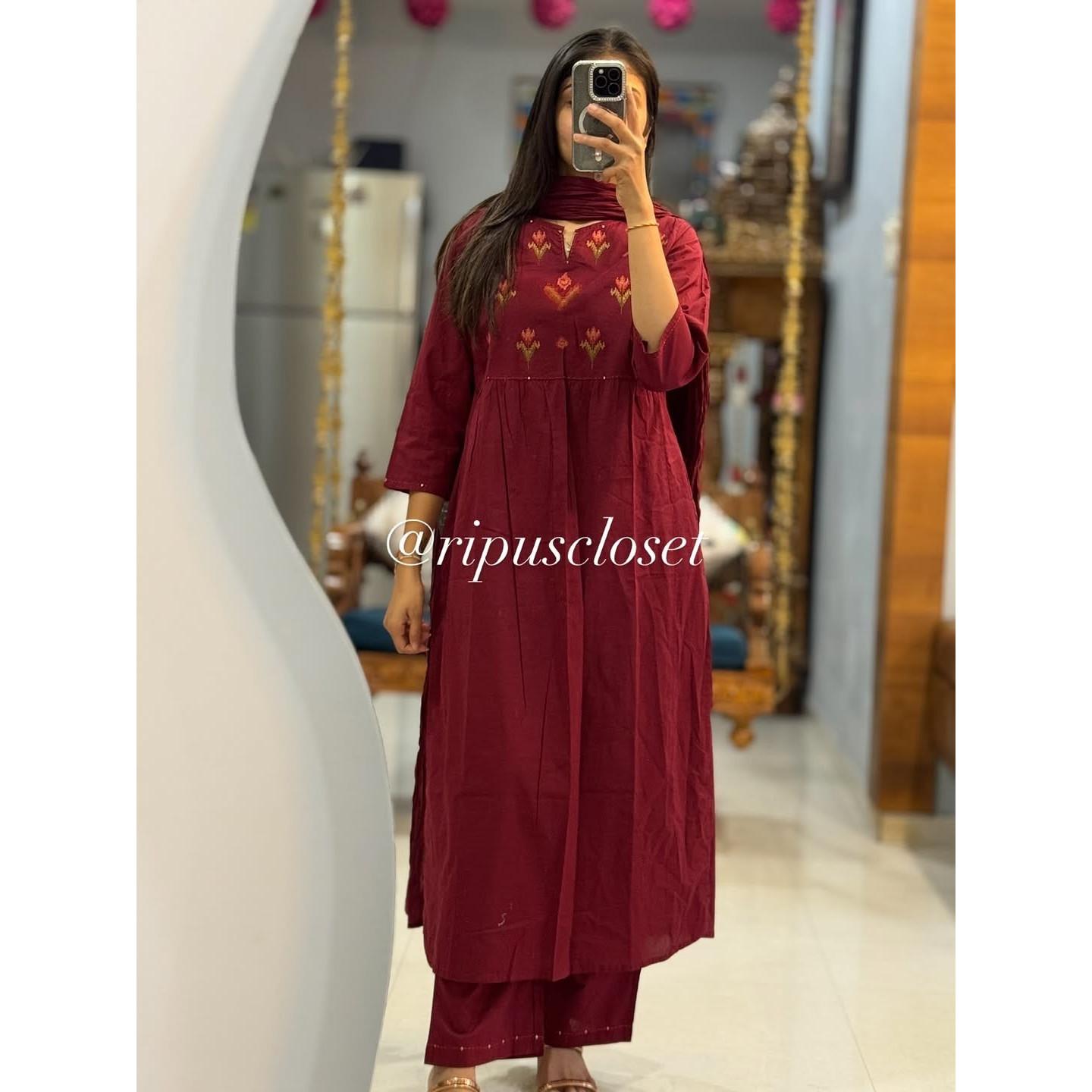 Индийский Нарядный Хлопковый Набор Курты Болливудский Этнический Набор Курти Брюки Дупатта Платье M-38
