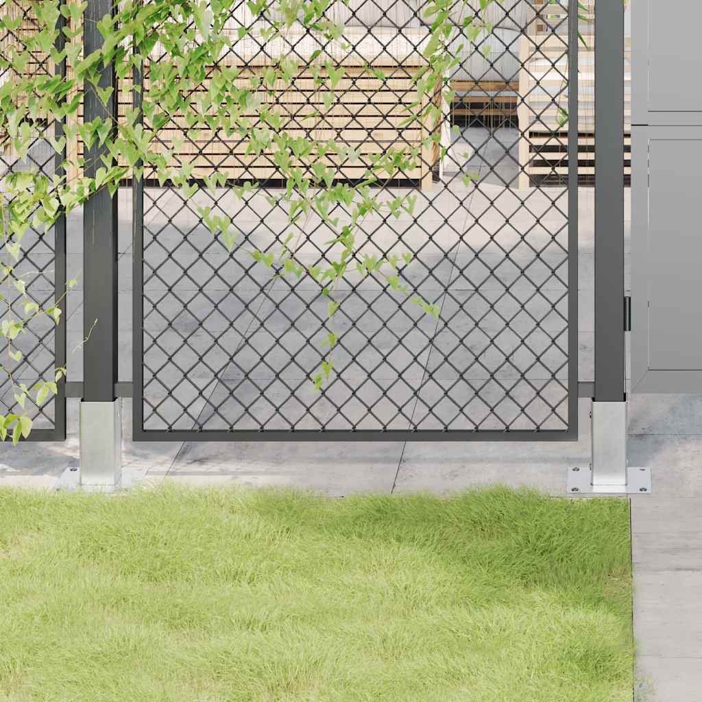 Square Post Base Set 4 Pcs Silver 71 X 71 Mm Hot Dip Galvanized Steel