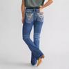 Jeans évasés taille moyenne pour femme Jeans bootcut décorés de broderies Pantalon long en denim stretch décontracté Pour un usage quotidien