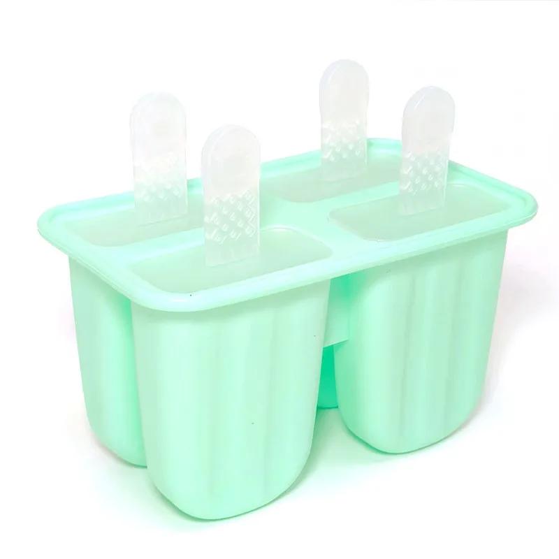 1/3Pcs Silicone Ice-making Box 4 Grid Cartoon Home Made Popsicle Ice Cream Molds for Kids Food Grade DIY Popsicle Maker Molds