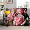 3D Rose Flowers Nordic Romantic Soft Blankets,Keep Warm Throw Blanket Comfortable Blanket for Picnic Beds Sofa Home Bedroom Gift