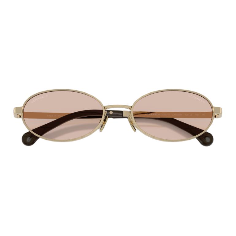 Chanel Custom Design Metal Oval Sunglasses Women sunglasses Light-Gold CH2227S-C310SW