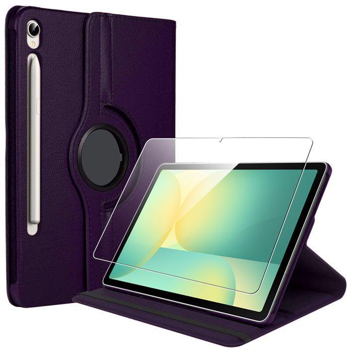Coque de Protection - BOOLING - pour Samsung Galaxy Tab S10 Lite / S10 FE / S9 FE - Etui Rotatif Violet - Verre Trempé