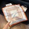 71Cm New Chinese Simulation Silk Square Scarf Soft and Skin-friendly Ink Flower Rhyme Printing Silk Scarf Neck Sunscreen Small Scarf