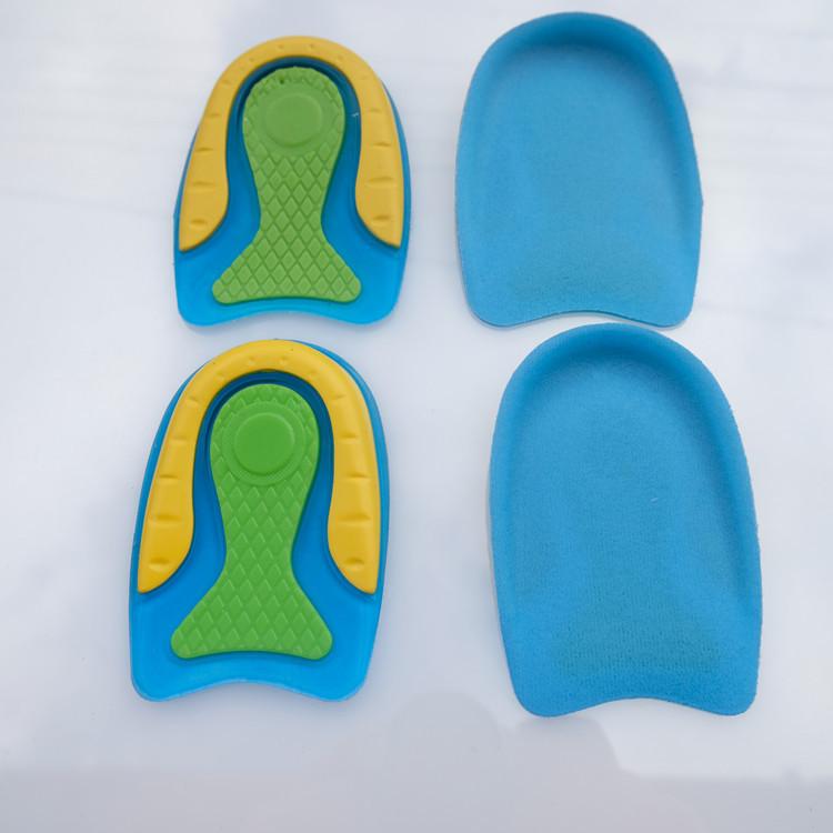 Tricolor Silicone Heel Pad: Sport Shock Absorption, Odor Resistant, Sweat Absorbent, U-Shaped Half Size Insole.