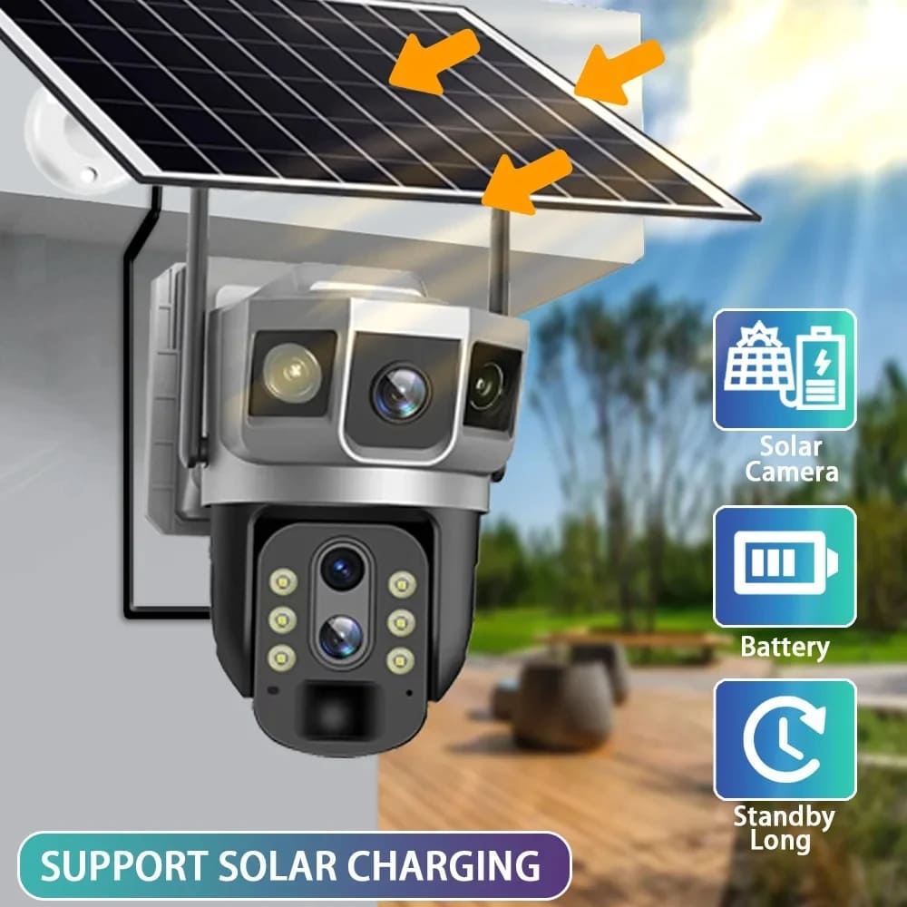 LS VISION 4G Solar PTZ IP Kamera 3 Objektiv 12MP HD Smart Home Sicherheitsschutz V380 Remote HD Drahtlose Personenerkennung Videoüberwachung