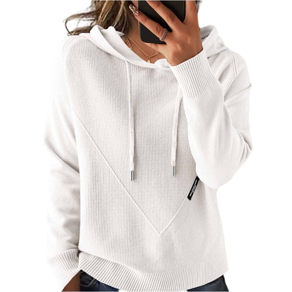 Fashionable Women's Knitted Sweater Lazy Style Loose Slim Hoodie Sweater